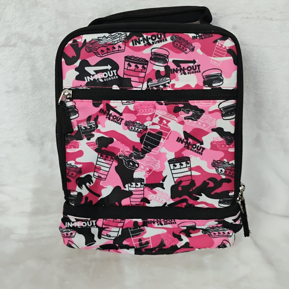 In N Out Burger Pink Camouflage Lunch Pail Box Camo Work School Travel Zip‎ M